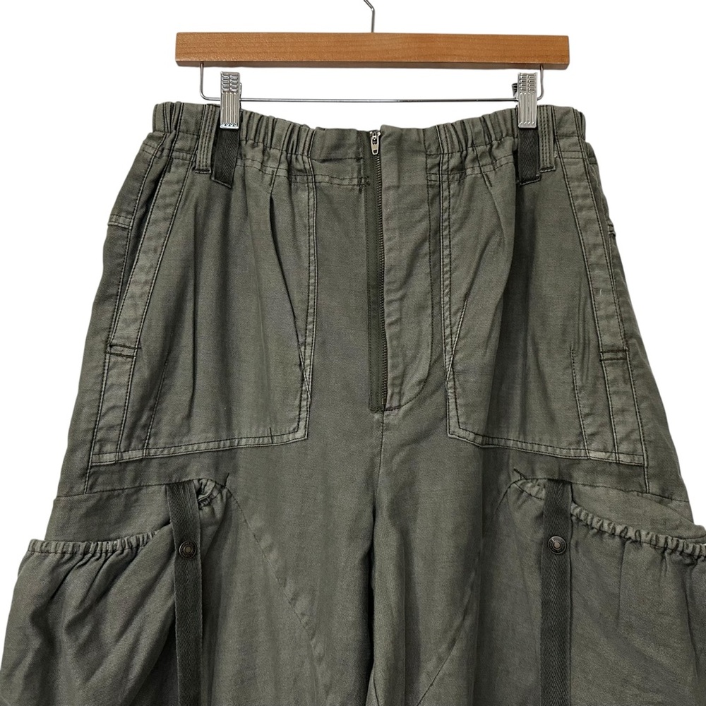 Free People We The Free Everglades Utility Pants Sz XL Green Cargo Barrel Ties - Picture 5 of 11